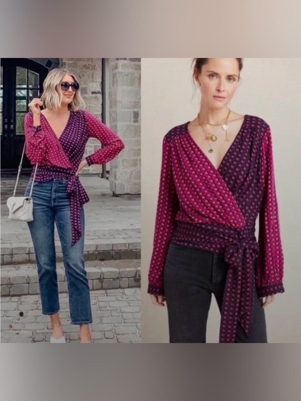 Anthropologie Maeve Lisa Puff Sleeve Faux Wrap Blouse - Picture 2 of 16